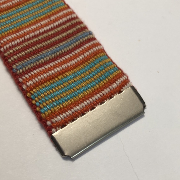 Multi-Color Stripe Metal Ends Cloth Belt size 6 - Picture 6 of 8